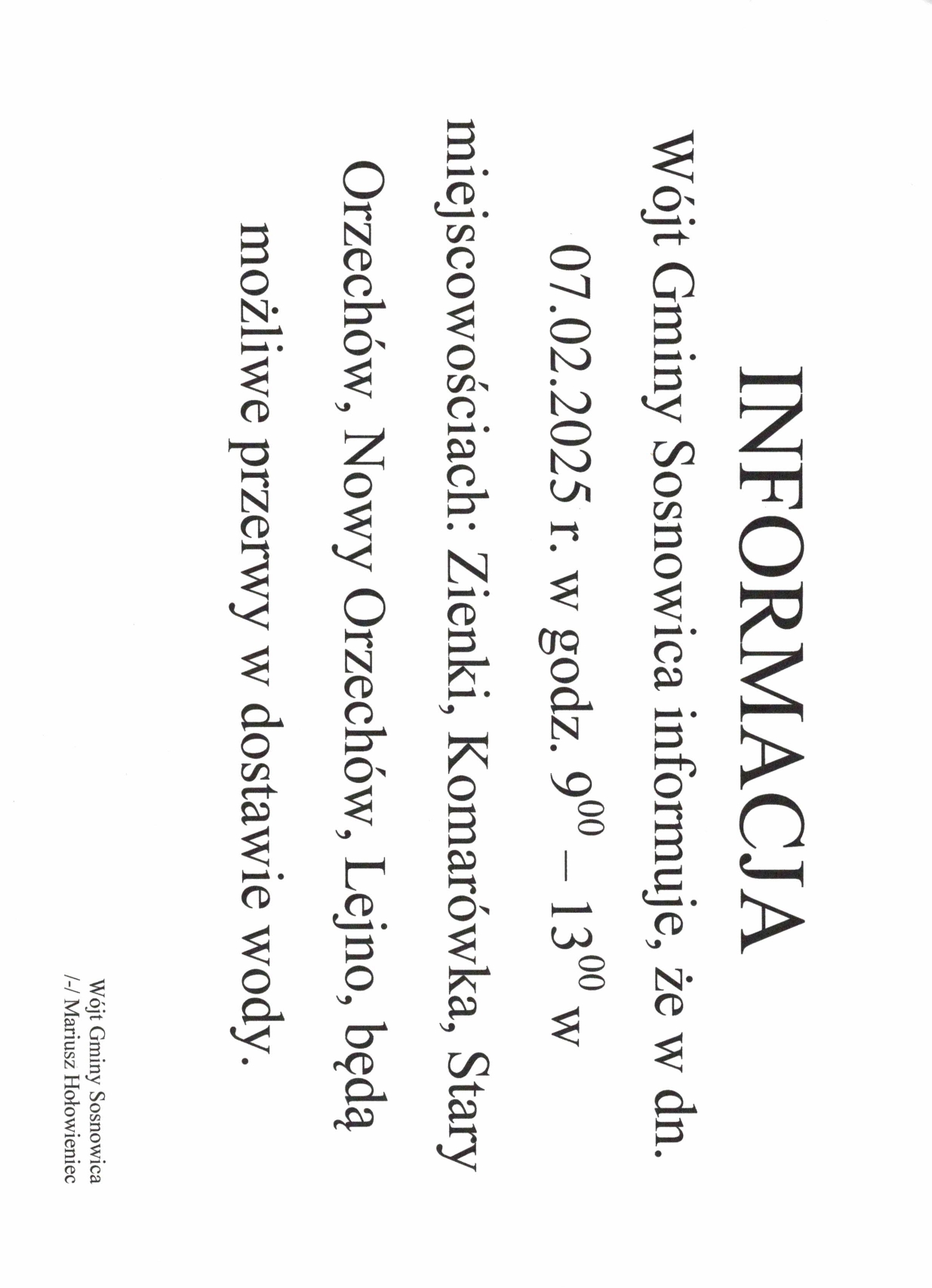 Przerwa w dostawie wody- 07.02.2025r.