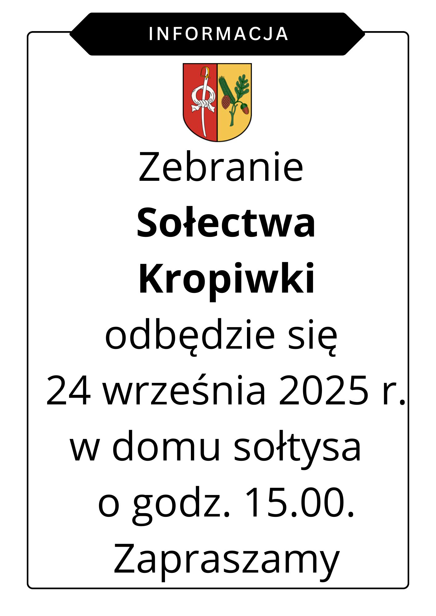 Zebranie Sołectwa Kropiwki.